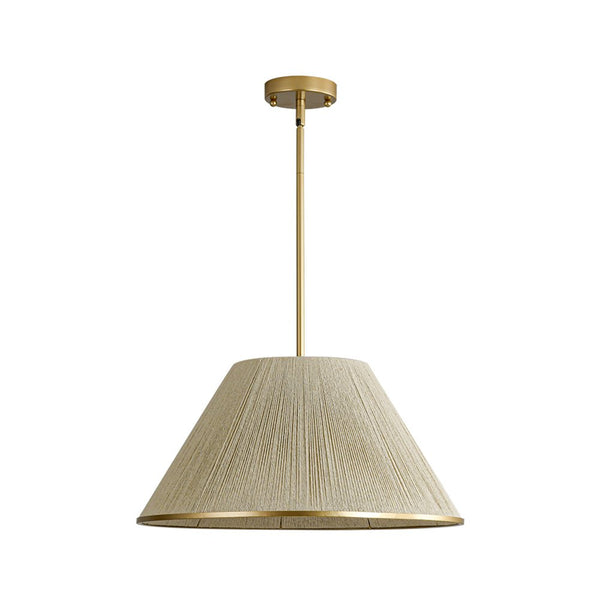 Chandelierias - Coastal Style Single - Light Conical Linen Shade Pendant - Pendant - Gold -