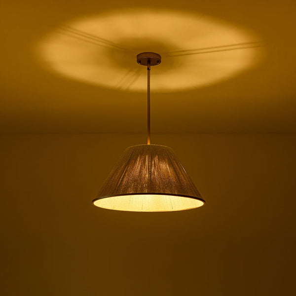 Chandelierias - Coastal Style Single - Light Conical Linen Shade Pendant - Pendant - Gold -