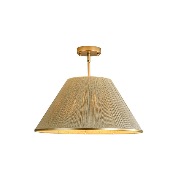 Chandelierias - Coastal Style Single - Light Conical Linen Shade Pendant - Pendant - Gold -