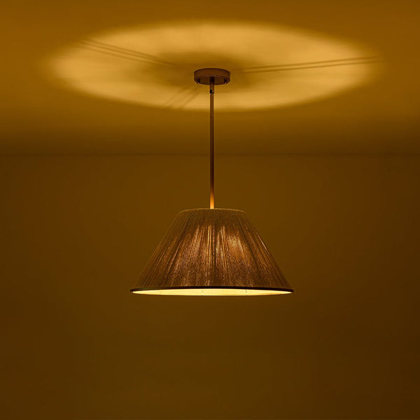 Chandelierias - Coastal Style Single - Light Conical Linen Shade Pendant - Pendant - Gold -