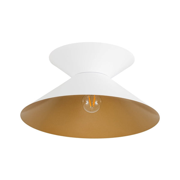 Chandelierias-Contemporary 1-Light Dual Cone Iron Hourglass Flush Mount-Flush Mount-White-1-Pack