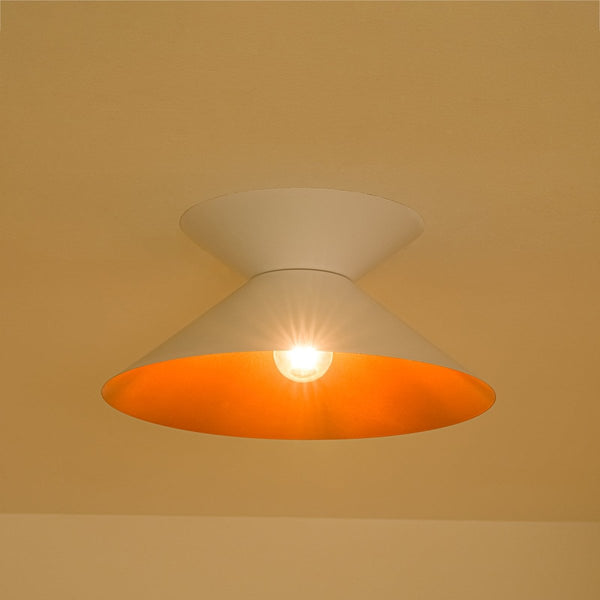 Chandelierias-Contemporary 1-Light Dual Cone Iron Hourglass Flush Mount-Flush Mount-White-2-Pack