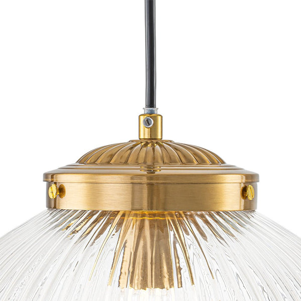 Chandelierias - Contemporary 1 - Light Ribbed Globe Glass Kitchen Pendant - Pendants - Nickel -