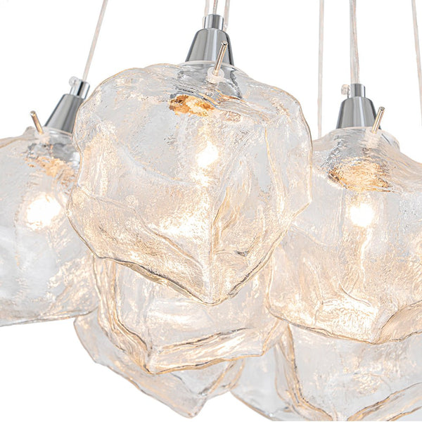 Chandelierias - Contemporary 13 - Light Chrome Dimmable Cluster Ice Cube Glass Chandelier - Chandelier - Chrome -