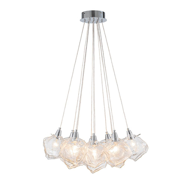Chandelierias - Contemporary 13 - Light Chrome Dimmable Cluster Ice Cube Glass Chandelier - Chandelier - Chrome -