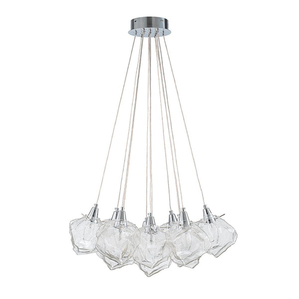 Chandelierias - Contemporary 13 - Light Chrome Dimmable Cluster Ice Cube Glass Chandelier - Chandelier - Chrome -