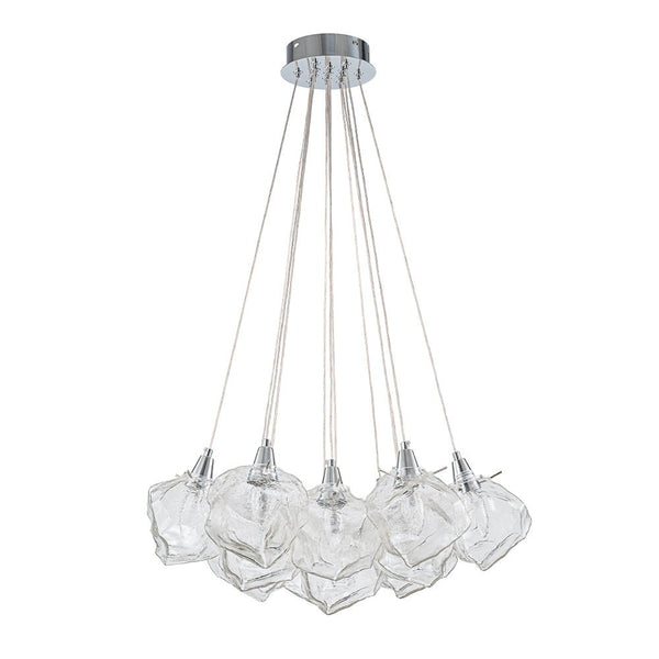 Chandelierias - Contemporary 13 - Light Chrome Dimmable Cluster Ice Cube Glass Chandelier - Chandelier - Chrome -