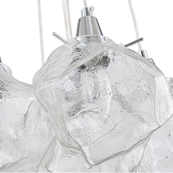 Chandelierias - Contemporary 13 - Light Chrome Dimmable Cluster Ice Cube Glass Chandelier - Chandelier - Chrome -