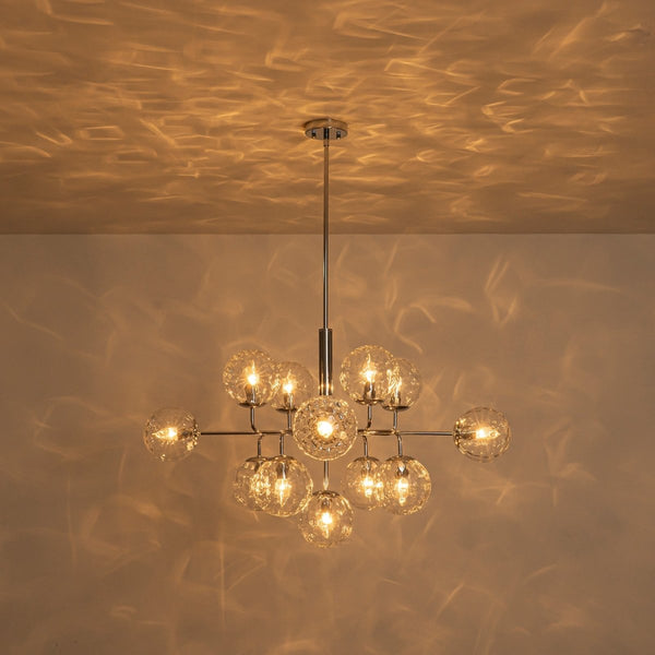 Chandelierias-Contemporary 13-Light Textured Glass Dandelion Sputnik Sphere Chandelier-Chandeliers-Silver-