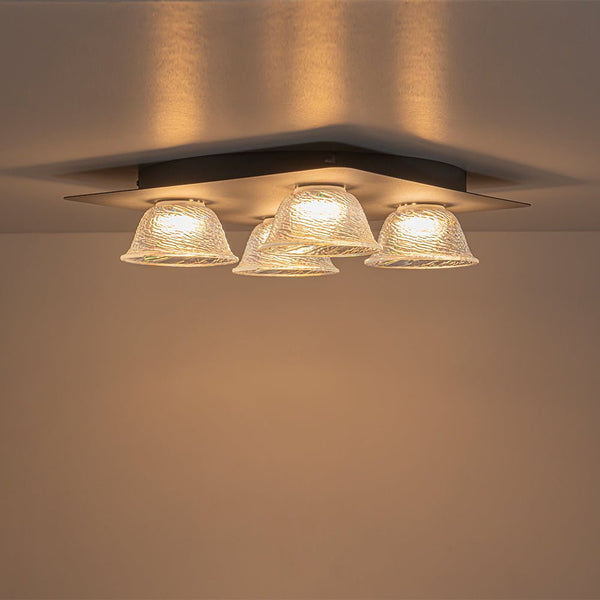 Chandelierias - Contemporary 4 - Light Colorful Bell Glass Dimmable LED Flush Mount - Semi Flush - Matte Black -