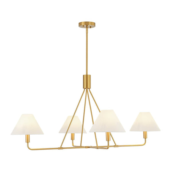 Chandelierias - Contemporary 4 - Light Crossing Linen Cone Shade Chandelier - Chandeliers - Brass -