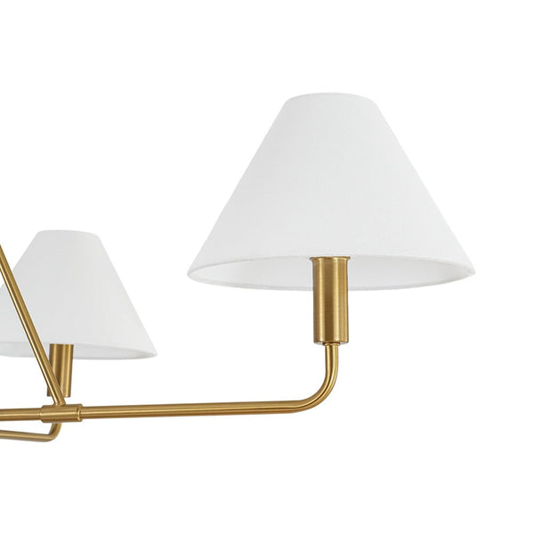 Chandelierias - Contemporary 4 - Light Crossing Linen Cone Shade Chandelier - Chandeliers - Brass -
