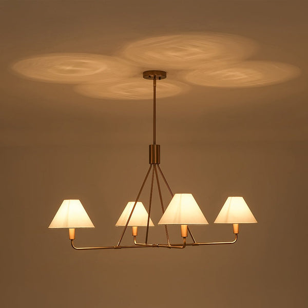 Chandelierias - Contemporary 4 - Light Crossing Linen Cone Shade Chandelier - Chandeliers - Brass -