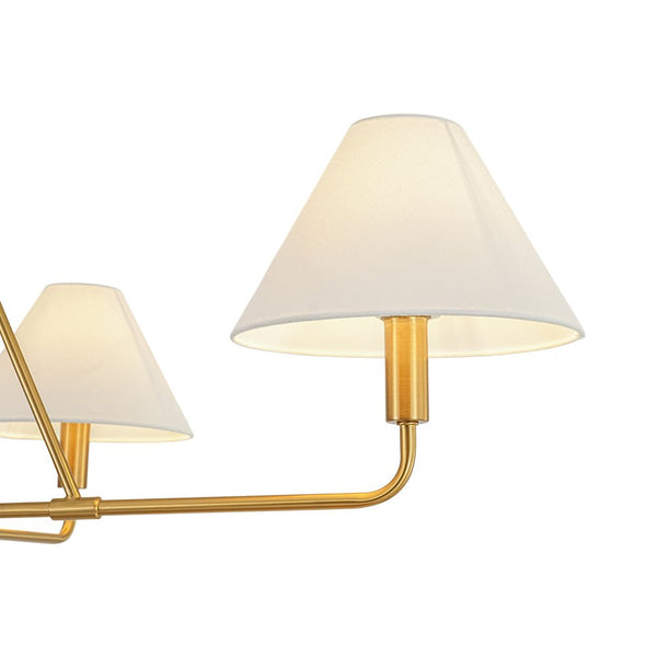 Chandelierias - Contemporary 4 - Light Crossing Linen Cone Shade Chandelier - Chandeliers - Brass -