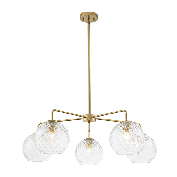 Chandelierias-Contemporary 5-Light Clear Hand-blown Glass Chandelier-Chandelier-Hammered-