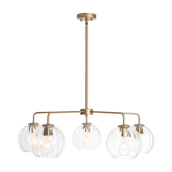 Chandelierias - Contemporary 5 - Light Clear Hand - blown Glass Chandelier - Chandelier - Hammered -