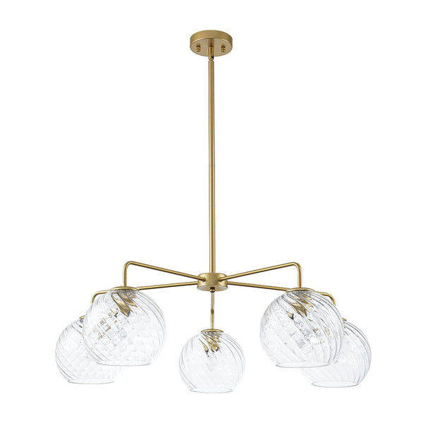Chandelierias-Contemporary 5-Light Clear Hand-blown Glass Chandelier-Chandelier-Hammered-