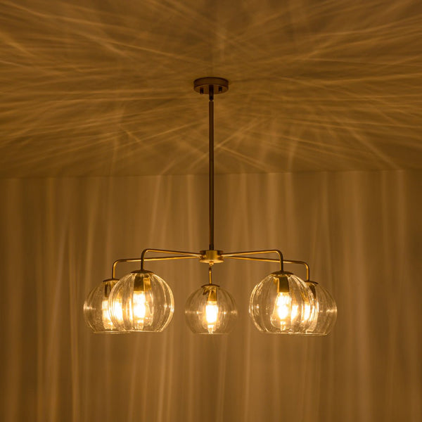 Chandelierias - Contemporary 5 - Light Clear Hand - blown Glass Chandelier - Chandelier - Hammered -