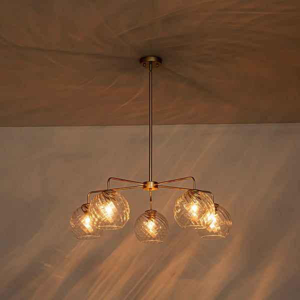 Chandelierias-Contemporary 5-Light Clear Hand-blown Glass Chandelier-Chandelier-Hammered-
