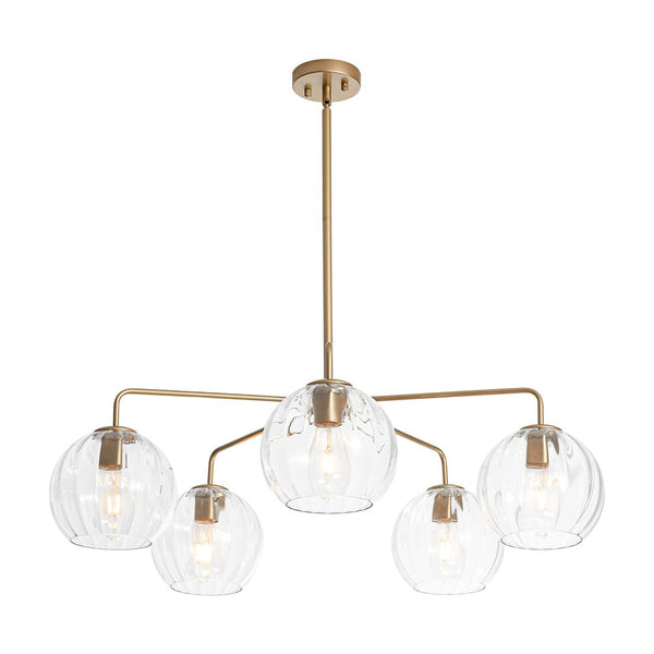 Chandelierias - Contemporary 5 - Light Clear Hand - blown Glass Chandelier - Chandelier - Hammered -