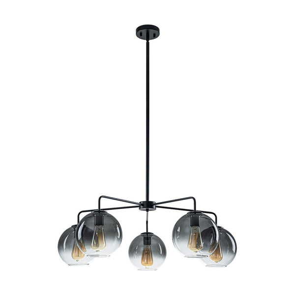 Chandelierias - Contemporary 5 - Light Hand Blown Glass Gradient Glass Globe Chandelier - Chandelier - Black -