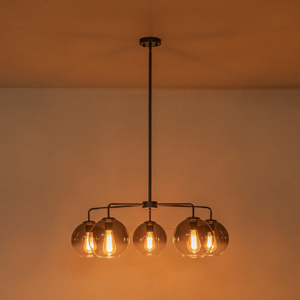 Chandelierias - Contemporary 5 - Light Hand Blown Glass Gradient Glass Globe Chandelier - Chandelier - Black -