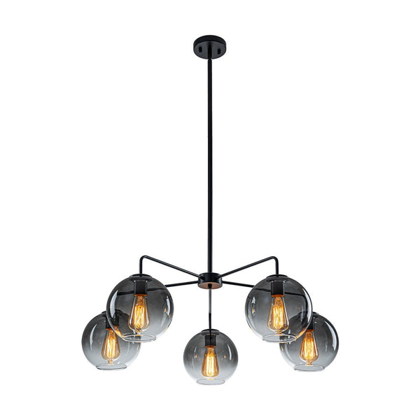 Chandelierias - Contemporary 5 - Light Hand Blown Glass Gradient Glass Globe Chandelier - Chandelier - Black -