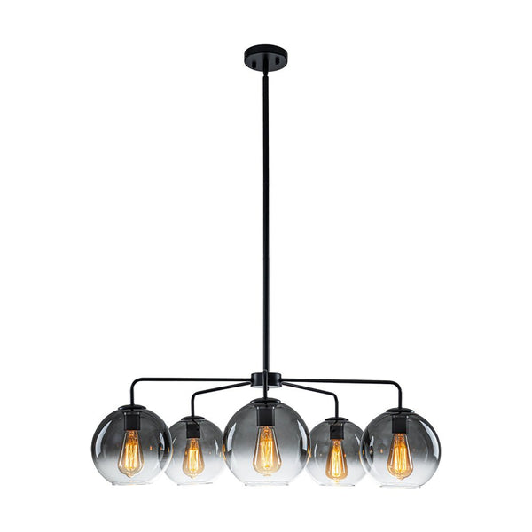 Chandelierias - Contemporary 5 - Light Hand Blown Glass Gradient Glass Globe Chandelier - Chandelier - Black -
