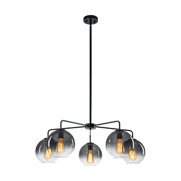 Chandelierias - Contemporary 5 - Light Hand Blown Glass Gradient Glass Globe Chandelier - Chandelier - Black -