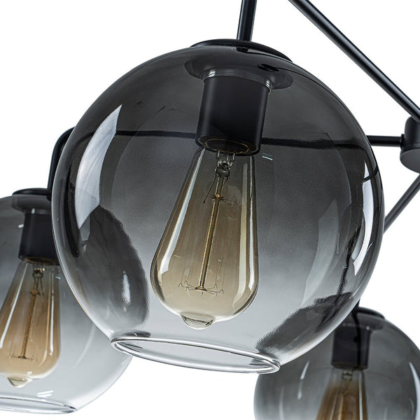 Chandelierias - Contemporary 5 - Light Hand Blown Glass Gradient Glass Globe Chandelier - Chandelier - Black -