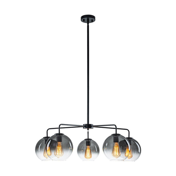 Chandelierias - Contemporary 5 - Light Hand Blown Glass Gradient Glass Globe Chandelier - Chandelier - Black -