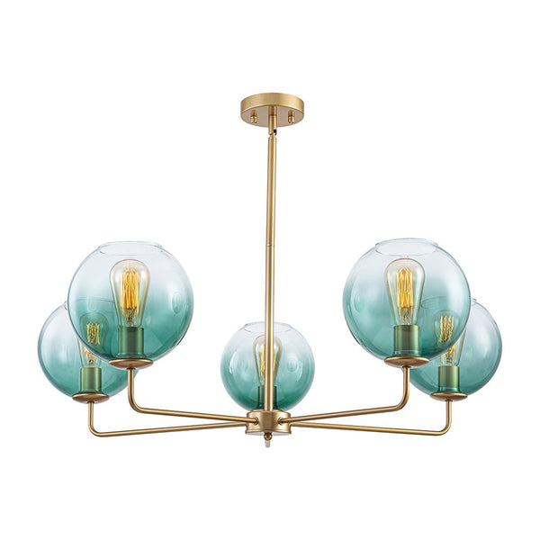 Chandelierias - Contemporary 5 - Light Hand Blown Glass Gradient Glass Globe Chandelier - Chandelier - Blue -