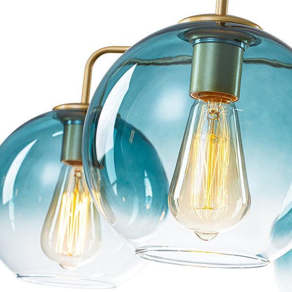 Chandelierias - Contemporary 5 - Light Hand Blown Glass Gradient Glass Globe Chandelier - Chandelier - Gold -