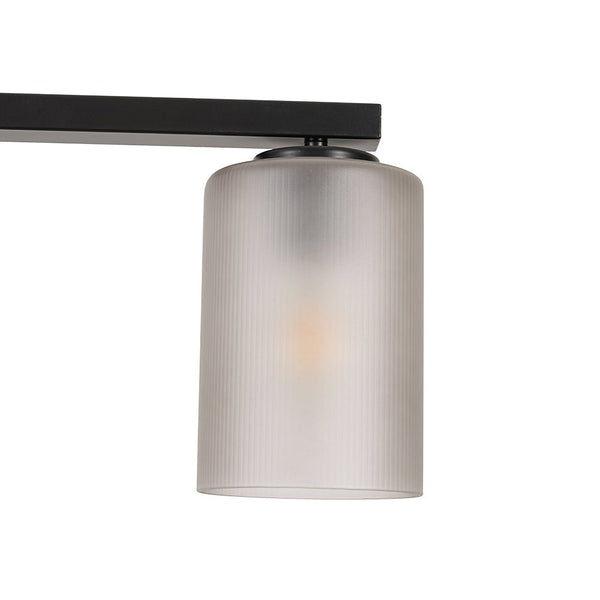 Chandelierias - Contemporary Industrial 5 - Light Cylinder Striped Glass Linear Chandelier - Chandeliers - Black -