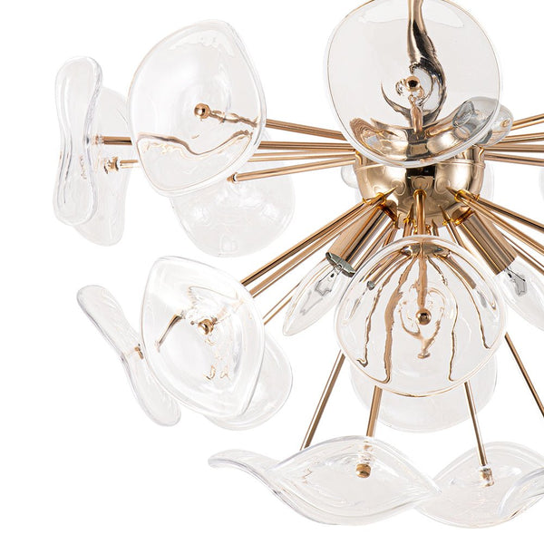 Chandelierias-Creative 4-Light Poppy Glass Sputnik Semi-Flush Mount Chandelier-Chandeliers-Gold-