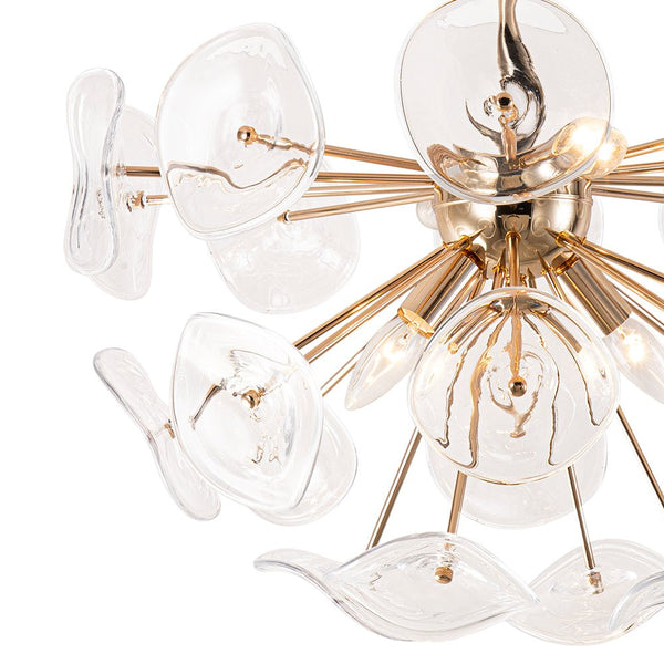 Chandelierias-Creative 4-Light Poppy Glass Sputnik Semi-Flush Mount Chandelier-Chandeliers-Gold-
