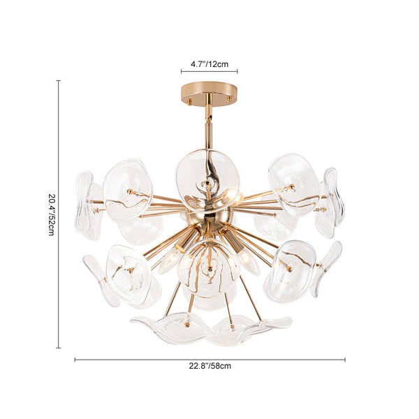 Chandelierias-Creative 4-Light Poppy Glass Sputnik Semi-Flush Mount Chandelier-Chandeliers-Gold-