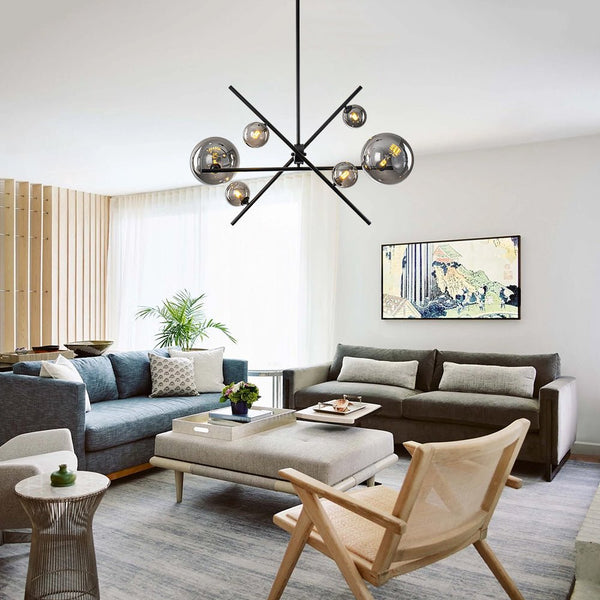 Chandelierias - Creative Modern 6 - Light Mirror Glass Asymmetrical Sputnik Chandelier - Chandeliers - Black -