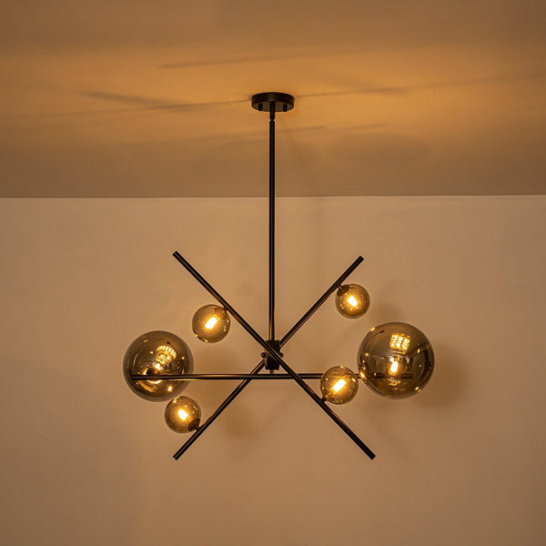 Chandelierias - Creative Modern 6 - Light Mirror Glass Asymmetrical Sputnik Chandelier - Chandeliers - Black -