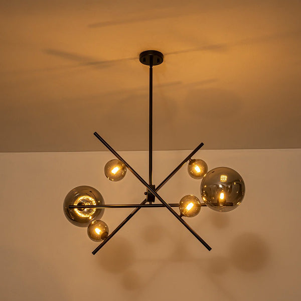 Chandelierias - Creative Modern 6 - Light Mirror Glass Asymmetrical Sputnik Chandelier - Chandeliers - Black -