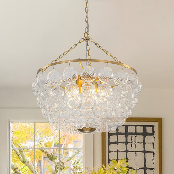 Chandelierias - Creative Swirled Glass Globe String Bowl Chandelier - Chandelier - 12 Bulbs -