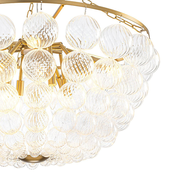 Chandelierias - Creative Swirled Glass Globe String Bowl Chandelier - Chandelier - 6 Bulbs -