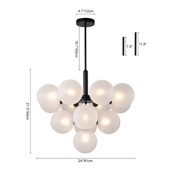 Chandelierias - Decorative 13 - Light Cluster Bubble Grape Chandelier - Chandeliers - Black -