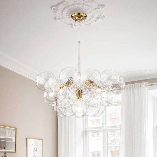 Chandelierias - Dreamy Bubble 6 - Light Cluster Honeycomb Glass Chandelier - Chandelier - White - 6 Bulbs