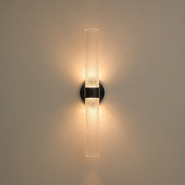 Chandelierias - Dual - Light Water - patterned Glass Dimmable LED Vanity Lamp - Wall Light - Matte Black -