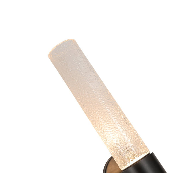 Chandelierias - Dual - Light Water - patterned Glass Dimmable LED Vanity Lamp - Wall Light - Matte Black -