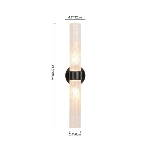 Chandelierias - Dual - Light Water - patterned Glass Dimmable LED Vanity Lamp - Wall Light - Matte Black -