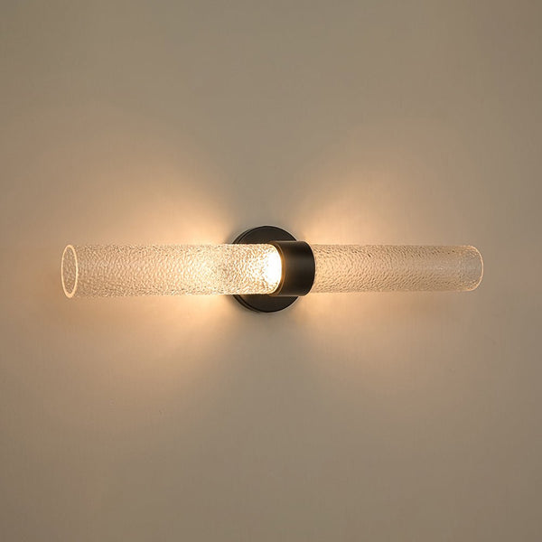 Chandelierias - Dual - Light Water - patterned Glass Dimmable LED Vanity Lamp - Wall Light - Matte Black -