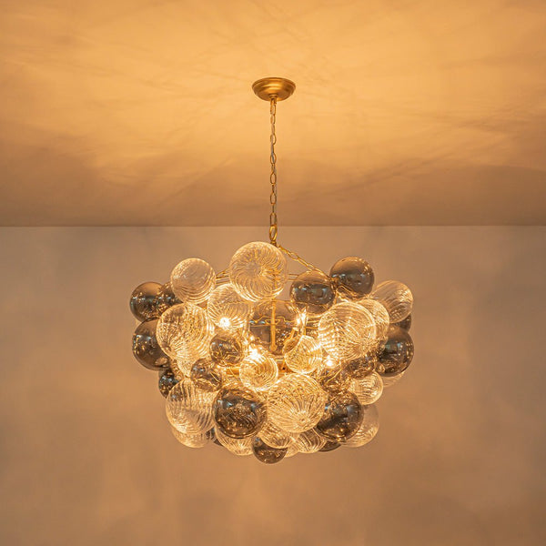 Chandelierias - Eclectic Glam 8 - Light Dense Bubble Glass Cluster Chandelier - Chandeliers - Brass -