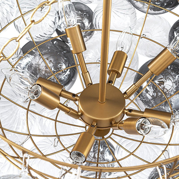 Chandelierias - Eclectic Glam 8 - Light Dense Bubble Glass Cluster Chandelier - Chandeliers - Brass -